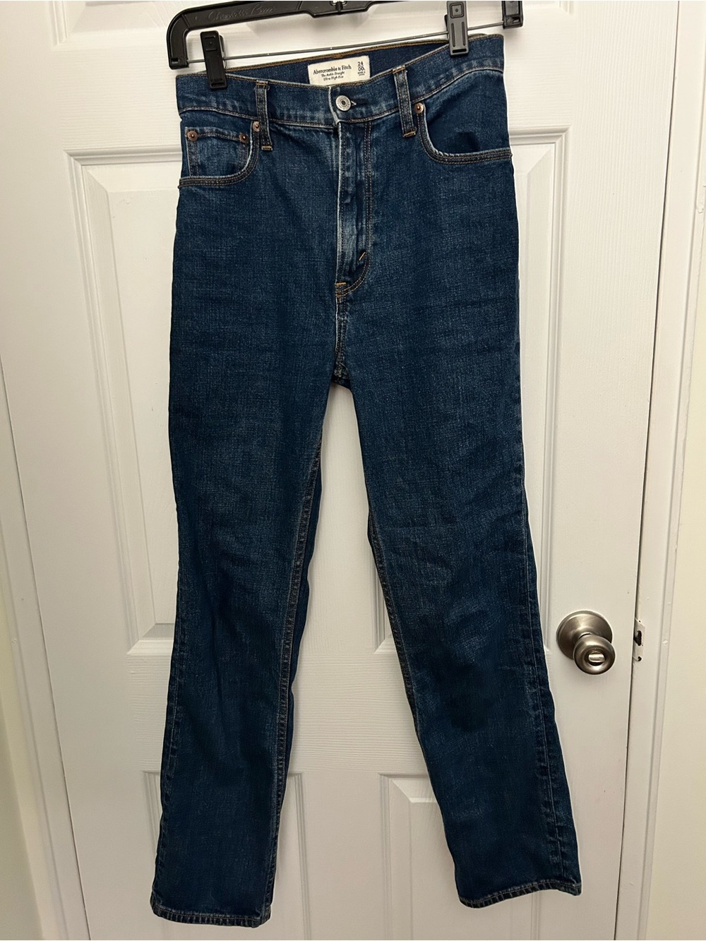 Abercrombie & Fitch High-Rise Dark Blue Straight Jeans